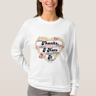 Schattigee harten geel kant en roze Bedankt, ik ha T-shirt