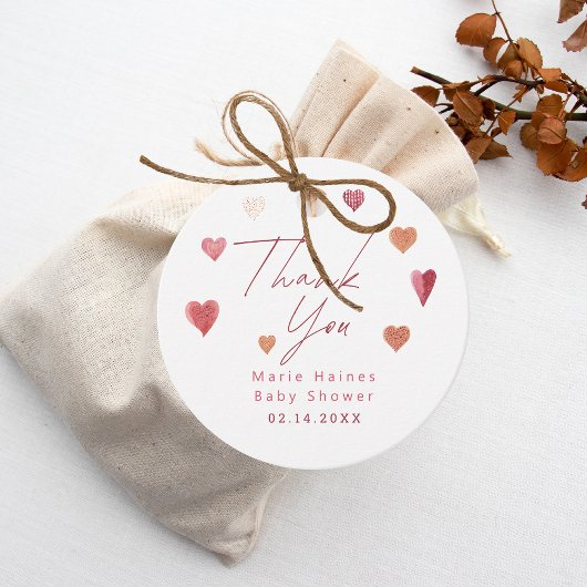 Schattigee harten Girly Baby shower Dank u Bedankjes Labels