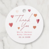 Schattigee harten Girly Baby shower Dank u Bedankjes Labels (Voorkant)