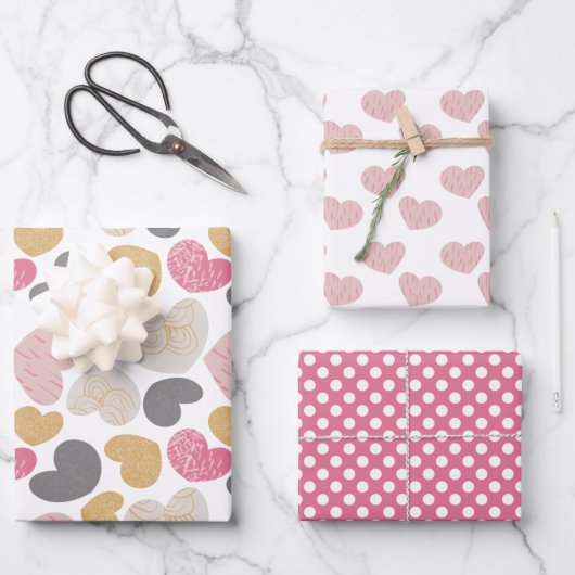 Schattigee harten Pastel Pinks Pattern Inpakpapier Vel (Voorkant)