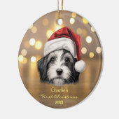 Schattigee Havanese Hond Santa Hoed 1e Kerstmis Keramisch Ornament (Links)