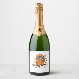 Schattigee Hazmat Cat Halloween Snoep Monster Fun Sparkling Wijnetiket