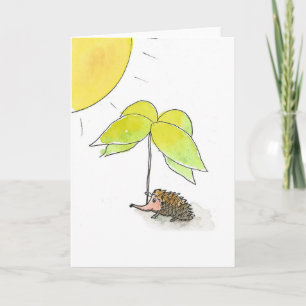 Schattigee Hedgehog Art, Ink en Waterverf Print Kaart