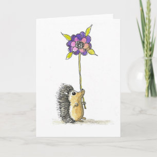 Schattigee Hedgehog Art, Ink en Waterverf Print Kaart