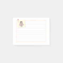 Schattigee Hedgehog Custom Name Hearts Post-it® Notes