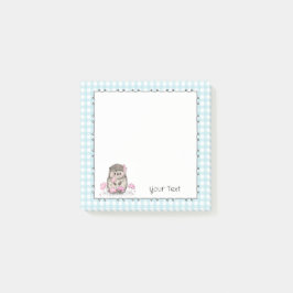 Schattigee Hedgehog Custom Text Blue Post-it Notes
