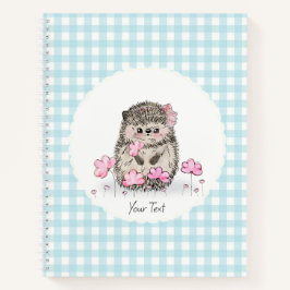 Schattigee Hedgehog Flowers Blue Pattern Notitieboek