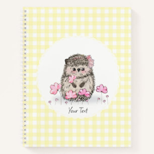 Schattigee Hedgehog Flowers Yellow Pattern Notitieboek