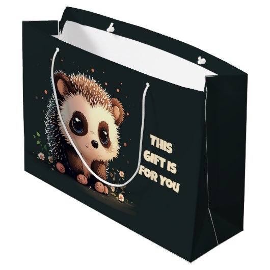 Schattigee Hedgehog Gift Bag - Schattige Kawaii Ar Groot Cadeauzakje (Achterkant Gekanteld)
