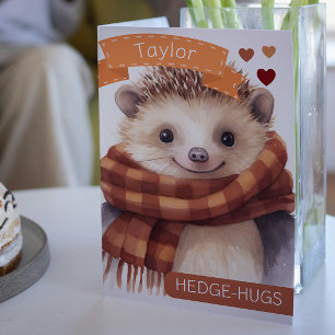 Schattigee Hedgehog Hedgehugs gepersonaliseerde Va Feestdagen Kaart