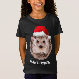 Schattigee Hedgehog Kerstmis Santa Hat Bah Humbug T-shirt