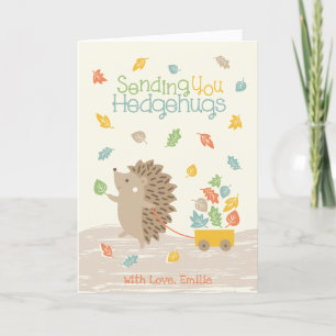 Schattigee Hedgehog met kleine bladeren auto Bedankkaart