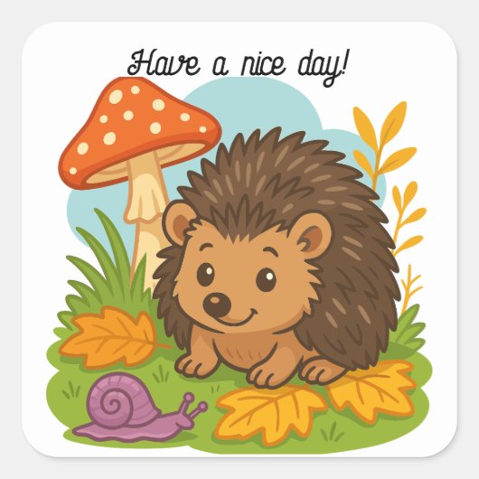 Schattigee Hedgehog Square Sticker (Voorkant)