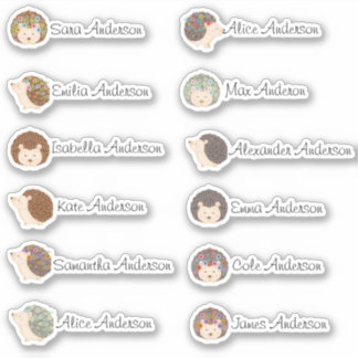 Schattigee Hedgehogs Custom Meerdere Naam Stickers
