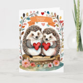 Schattigee Hedgehogs Hedgehugs gepersonaliseerd Ju Kaart (Voorkant)