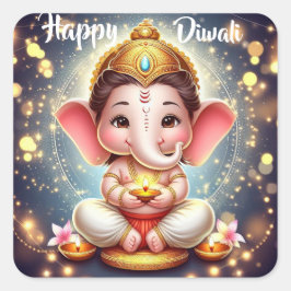 Schattigee heer Ganesh Happy Diwali Vierkante Sticker