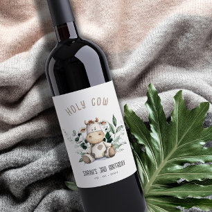 Schattigee Heilige Koe Bladgroen Pastel Neutral Ki Wijn Etiket