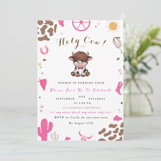 Schattigee Heilige koe hoogland koe verjaardagsuit Kaart (Staand voorkant)