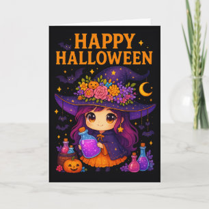 Schattigee heks Halloween Gevouwen Groeten Kaart