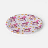 Schattigee heks Halloween patroon met pompoenen en Papieren Bordje (Gekanteld)