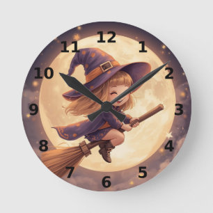 Schattigee heks Halloween Wall Clock - Spooky Deco Ronde Klok