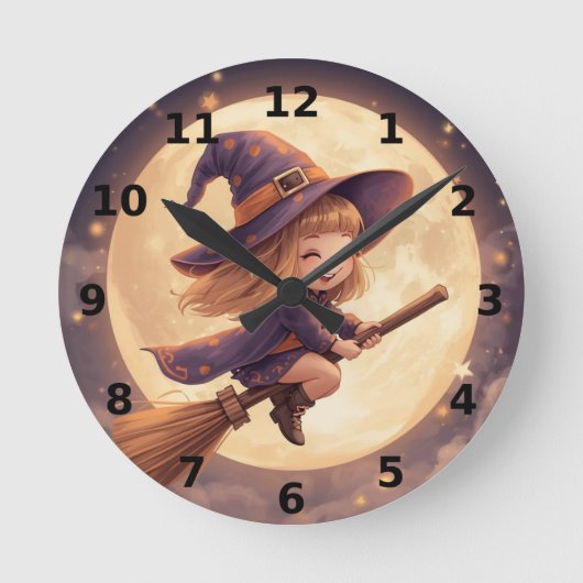 Schattigee heks Halloween Wall Clock - Spooky Deco Ronde Klok (Voorkant)