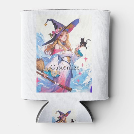 Schattigee heks Holding Black Cat Thunder_Cove Blikjeskoeler (Voorkant)