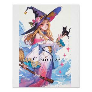 Schattigee heks Holding Black Cat Thunder_Cove Perfect Poster