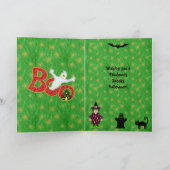 Schattigee heks, kat, vleermuizen en spin Hallowee Kaart (Binnen)