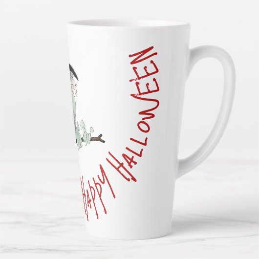 Schattigee heks op haar bezemsteel Halloween LM Latte Mok (Rechts)