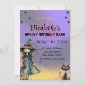 Schattigee heks Spooky Halloween Verjaardag Kaart (Voorkant)