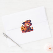 Schattigee heks voor Halloween Vierkante Sticker (Envelop)