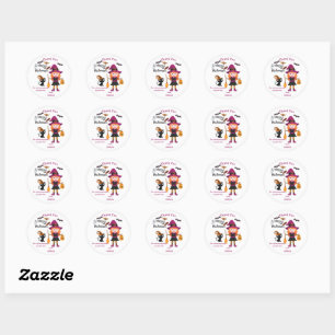 Schattigee heksen Halloween kostuumfeest Dank u Ronde Sticker