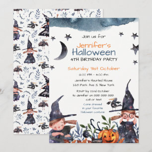 Schattigee heksen kinderen verjaardag Halloween ui Kaart