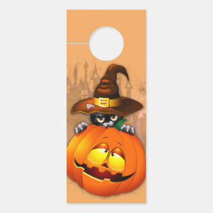 Schattigee heksenkat en pompoen Halloween vrienden