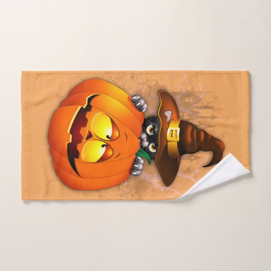 Schattigee heksenkat en pompoen Halloween vrienden Bad Handdoek (Handdoek)