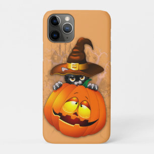 Schattigee heksenkat en pompoen Halloween vrienden iPhone 11 Pro Hoesje