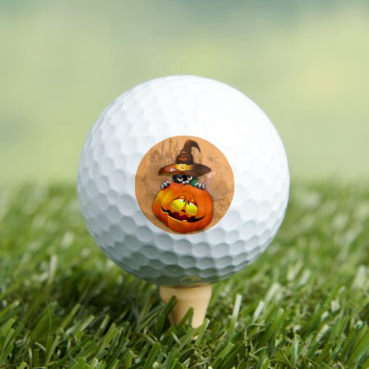Schattigee heksenkat en pompoen Halloween vrienden Golfballen (Insitu Shirt)
