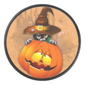 Schattigee heksenkat en pompoen Halloween vrienden Hockey Puck (Voorkant)