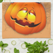 Schattigee heksenkat en pompoen Halloween vrienden Theedoek (Gevouwen)