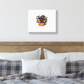Schattigee heksenkat op pompoen - Halloween Art Ov Canvas Afdruk (Insitu (Slaapkamer))