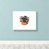 Schattigee heksenkat op pompoen - Halloween Art Ov Canvas Afdruk (Insitu (Houten vloer))
