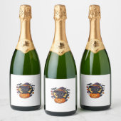 Schattigee heksenkat op pompoen - Halloween Art Ov Sparkling Wijnetiket (Flessen)