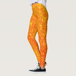 Schattigee Heldere Pompoen Glitter Halloween Leggi Leggings