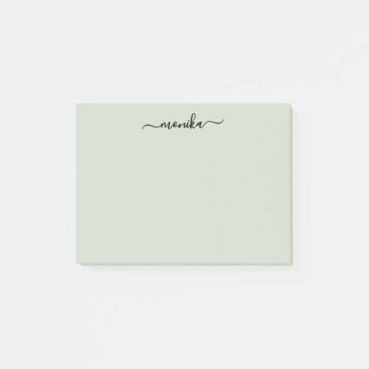 Schattigee Heldergroene Aangepaste Naam Post-it® Notes (Voorkant)