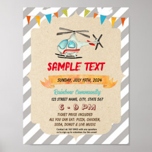 Schattigee helikopter thema flyer poster