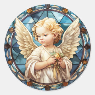 Schattigee hemelse engel religieus ronde sticker