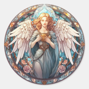 Schattigee hemelse engel religieus ronde sticker