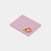 Schattigee Hen in Roze Pet met Heldere Zonnebloem Post-it® Notes (Schuin)
