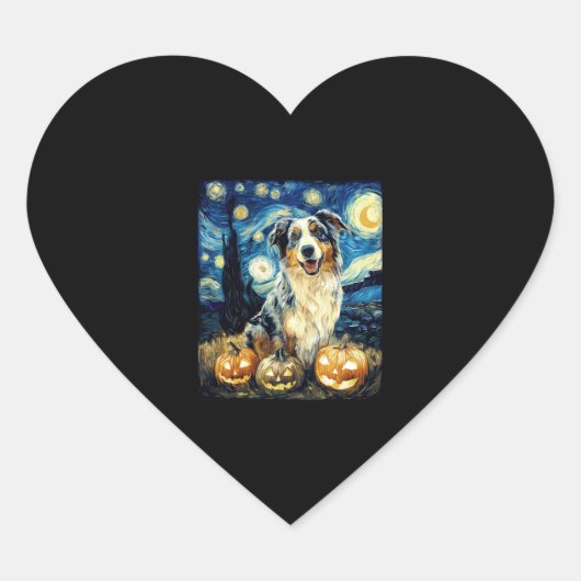 Schattigee herdershond Halloween Jack O Lant Hart Sticker (Voorkant)
